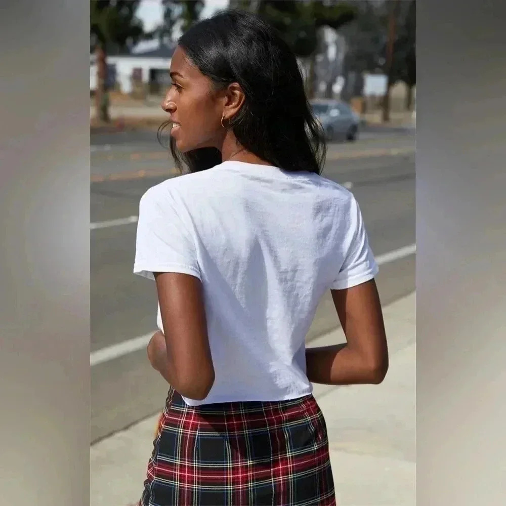 JOHN GALT BRANDY MELVILLE White Cowgirl Crop Top Tee Shirt Cotton Women one size - Picture 12 of 13